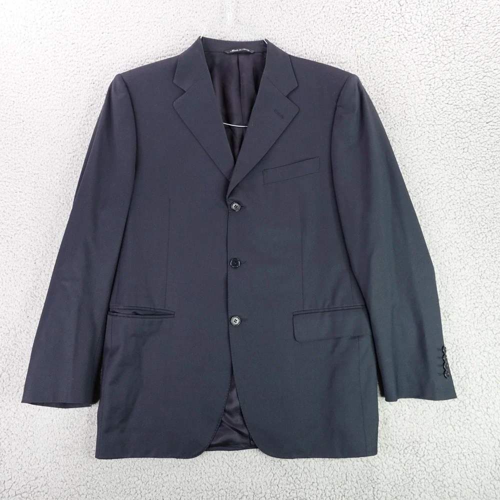 Canali Sport Coat Mens 38R Navy Blue‎ Virgin Wool Italy 3-Button Blazer IT 48